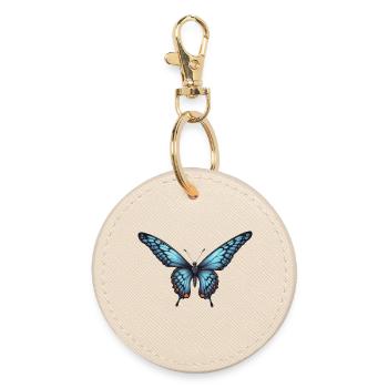 Elegant butterfly in blue - Round Keyring - oyster - Front