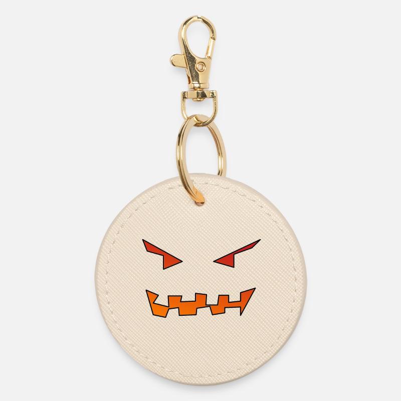 Pumpkin Face - Round Keyring - oyster