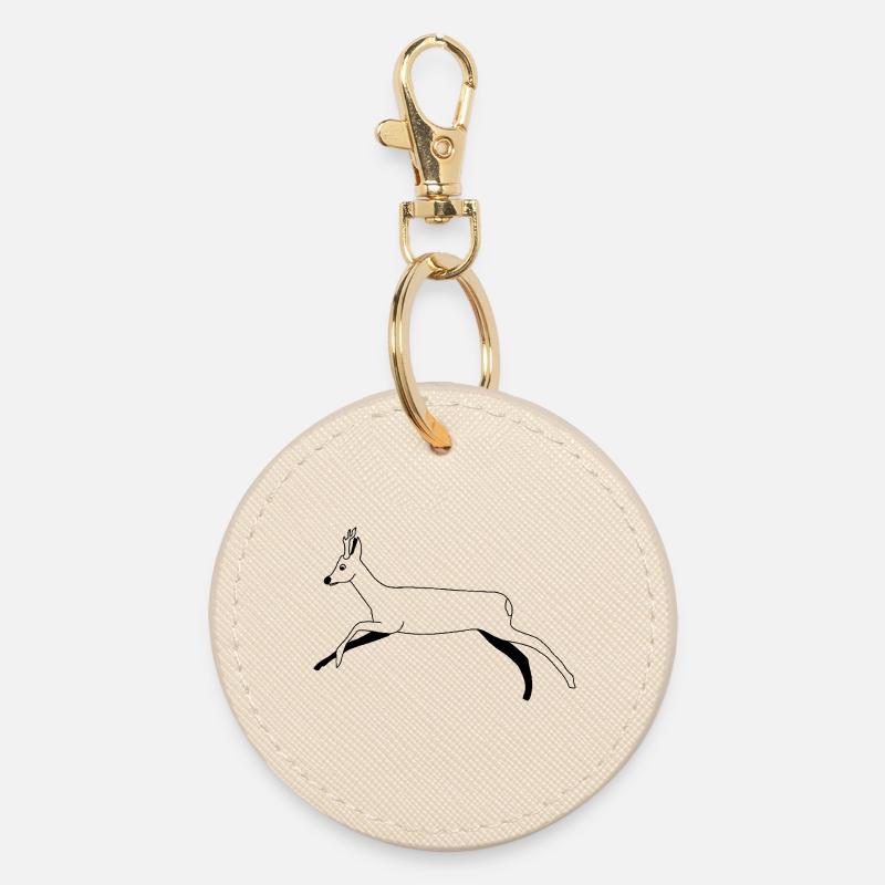 Cerf / Chevreuil - graphique en noir et blanc - Porte-clés rond - huître