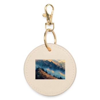 Mountain Landscape Illustration Poster - Round Keyring - oyster - Front
