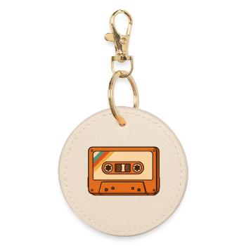 Retro Kassette  - Runder Schlüsselanhänger - Auster - Vorne