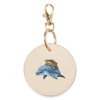 Sea adventure with turtle and dolphin - Round Keyring - oyster - Front