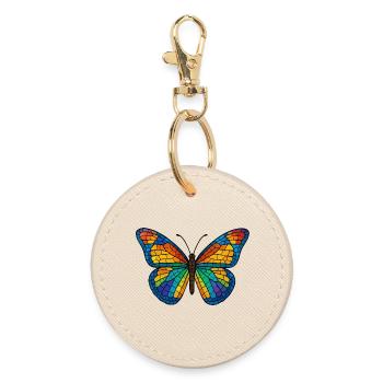 Colorful mosaic butterfly - Round Keyring - oyster - Front