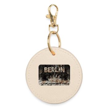 Berlin Weathered concrete pattern - Round Keyring - oyster - Front