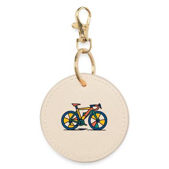 Lebendiges abstraktes Fahrrad - Runder Schlüsselanhänger - Auster - Vorne