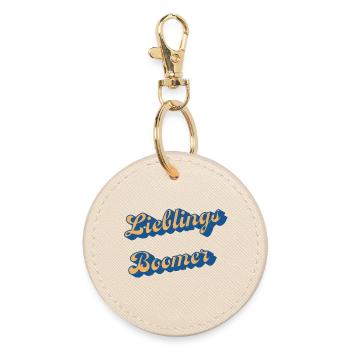 Liebings Boomer Script Logo - Runder Schlüsselanhänger - Auster - Vorne