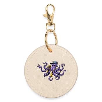 Octopus Rapper with Gold Chain - Round Keyring - oyster - Front