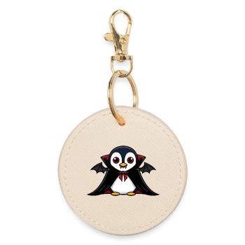 Süßer Halloween Pinguin Vampir Cartoon Chibi - Runder Schlüsselanhänger - Auster - Vorne