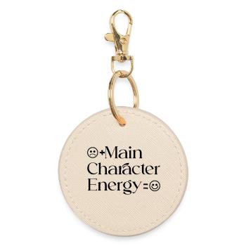 Main_Character_Energy_Positive_smile - Round Keyring - oyster - Front