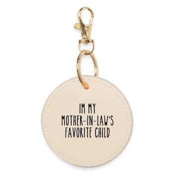 Mother-in-law's darling Funny saying - Round Keyring - oyster - Front