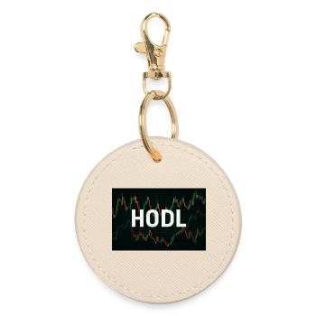 HODL Graphic Motif with Stock Chart - Round Keyring - oyster - Front