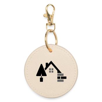 Maurer logo with trowel, bricks & house contour - Round Keyring - oyster - Front