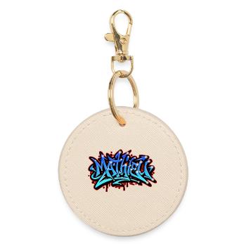Mathieu Graffiti Neon Printable on Textile - Round Keyring - oyster - Front