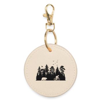Forêt amoureux de cyclistes - Porte-clés rond - huître - Devant