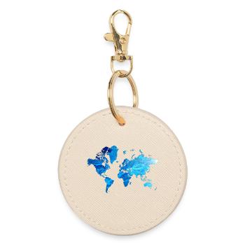 Weltkarte Eisblau - Round Keyring - oyster - Front