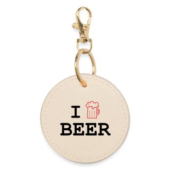 Ich mag Bier / Alkohol - Runder Schlüsselanhänger - Auster - Vorne