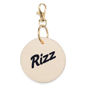 Rizz Neon-Skript - Runder Schlüsselanhänger - Auster - Vorne