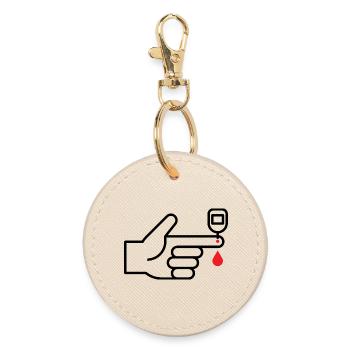 Blood glucose measurement, blood sugar, diabetes, blood test - Round Keyring - oyster - Front