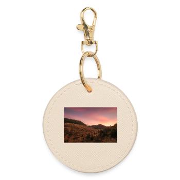 Lever de soleil alpin sur les montagnes Agrafa - Porte-clés rond - huître - Devant