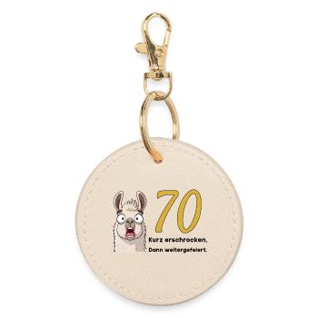 70th birthday – briefly frightened, then celebrated - Round Keyring - oyster - Front