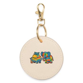 Colorful Elephant Hippopotamus Pets - Round Keyring - oyster - Front