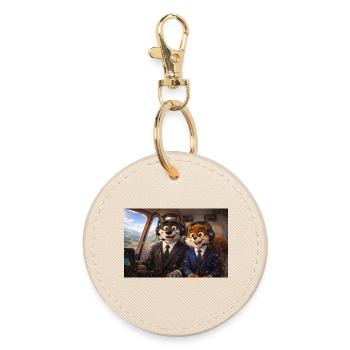 Aviator mascots in the cockpit - Round Keyring - oyster - Front