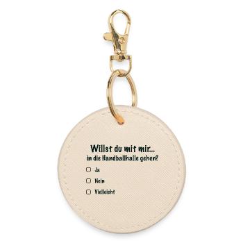 Handball Date Saying Invitation (Black) - Round Keyring - oyster - Front