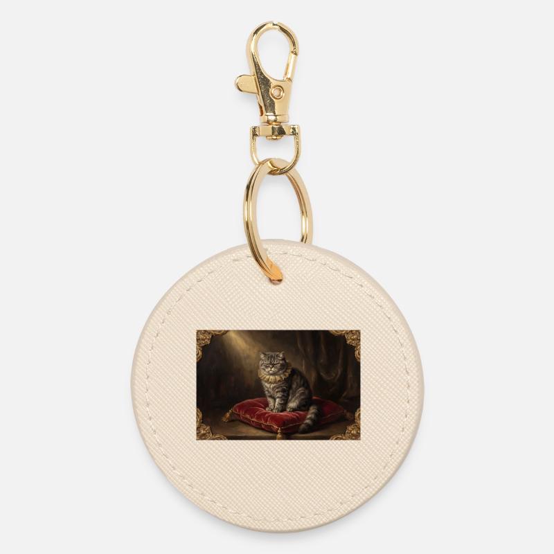 Pose du chat royal dans un cadre baroque - Porte-clés rond - huître