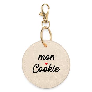 Mon Cookie Coeur — Typographie Douce Noire - Porte-clés rond - huître - Devant
