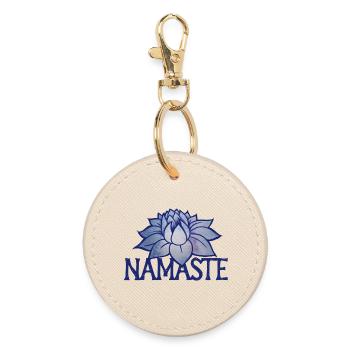 Lotus-Namaste-Blüte - Runder Schlüsselanhänger - Auster - Vorne
