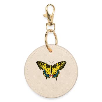 Schmetterling – Butterfly - Runder Schlüsselanhänger - Auster - Vorne