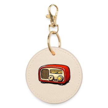 Red retro radio illustration - Round Keyring - oyster - Front