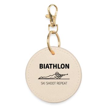 Biathlon Ski Shoot Repeat Design Wintersport - Runder Schlüsselanhänger - Auster - Vorne