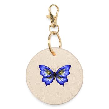 Leuchtender Enzian-Schmetterling   - Runder Schlüsselanhänger - Auster - Vorne