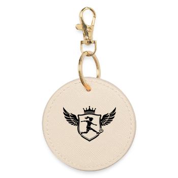 Footballer Coat of Arms Soccer Girls - Round Keyring - oyster - Front