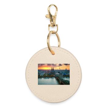 Cologne Cathedral in the evening light - Round Keyring - oyster - Front
