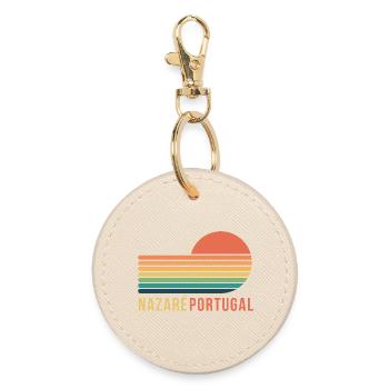Nazaré Portugal - Round Keyring - oyster - Front