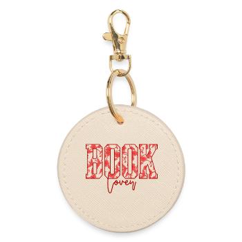 Book Lover Floral Font - Round Keyring - oyster - Front