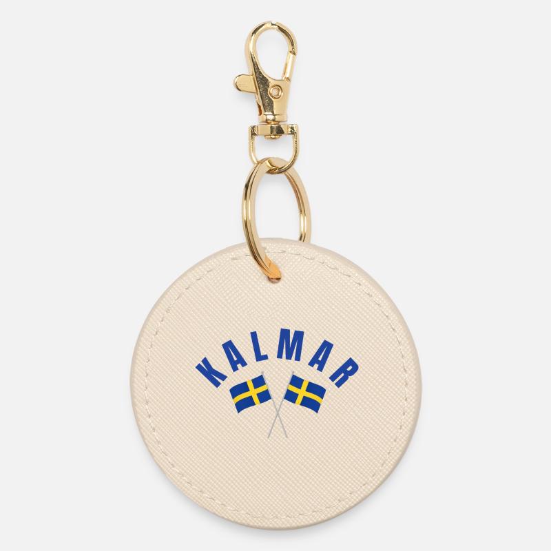 Kalmar Swedish Flags  - Round Keyring - oyster