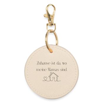 Zuhause ist da, wo meine Mamas sind - Runder Schlüsselanhänger - Auster - Vorne