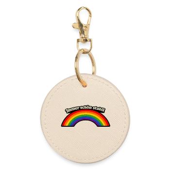 Always nice and stable x Rainbow - Round Keyring - oyster - Front
