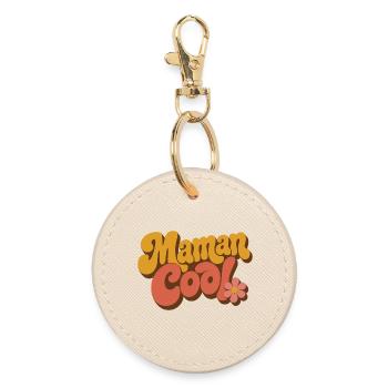 Mama Cool Retro Flowers 70s - Round Keyring - oyster - Front