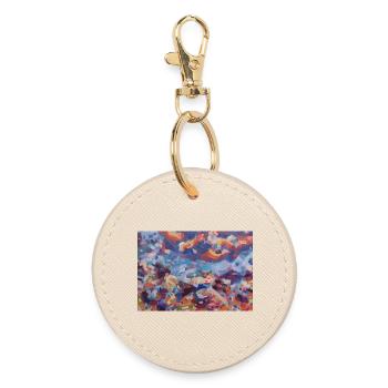 Colorful mosaic abstraction - Round Keyring - oyster - Front
