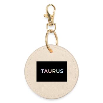 Taurus-Gradiententypografie - Runder Schlüsselanhänger - Auster - Vorne