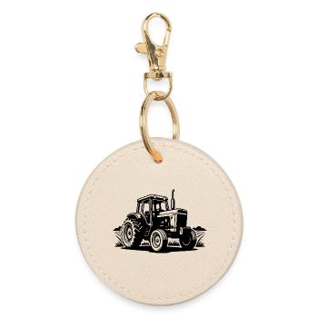 Trecker Schlepper Landmaschine Landwirtschaft - Runder Schlüsselanhänger - Auster - Vorne