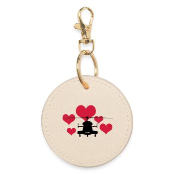 Heli avec 5 coeurs - Porte-clés rond - huître - Devant