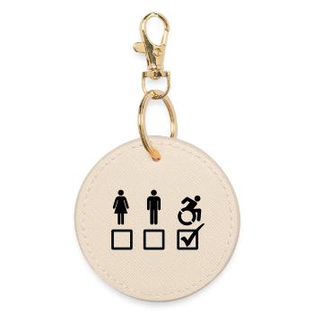 Wheelchair user is suitable # - Round Keyring - oyster - Front