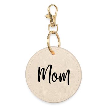 Mom family parents love typography gift - Round Keyring - oyster - Front