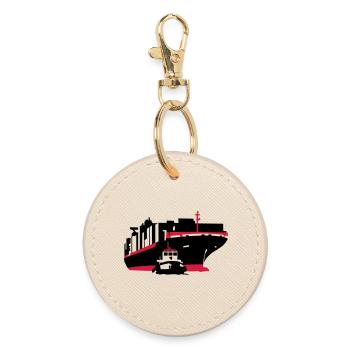 container ship - Round Keyring - oyster - Front