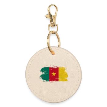 Drapeau Cameroun Vintage / Cadeau Douala Garoua - Porte-clés rond - huître - Devant